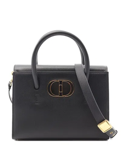 Pre-owned Dior 2010s Leather Cd Clasp Handbag In Black