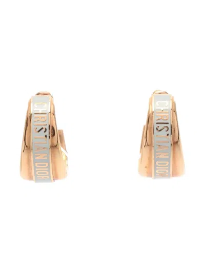 Pre-owned Dior 2010s Logo Earrings In Gold