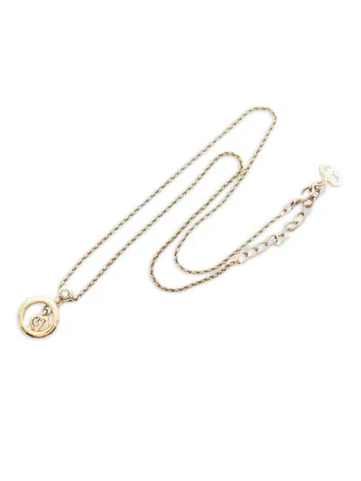 Pre-owned Dior 2010s Logo Necklace In Gold