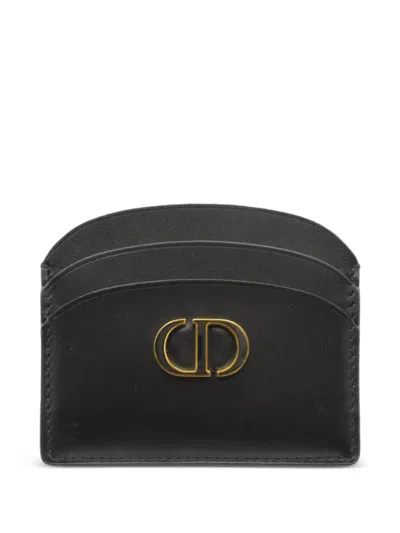 Pre-owned Dior 2010s Logo-plaque Leather Card Holder In Black