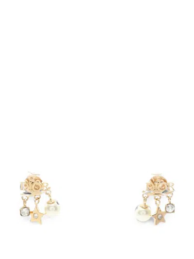 Pre-owned Dior 2010s Logo Star Earrings In Gold