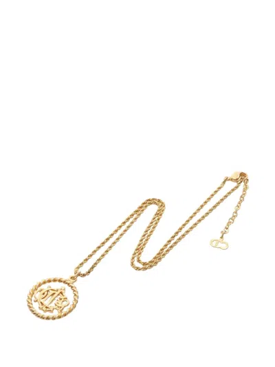 Pre-owned Dior 2010s Logo-detail Circle Necklace In Gold