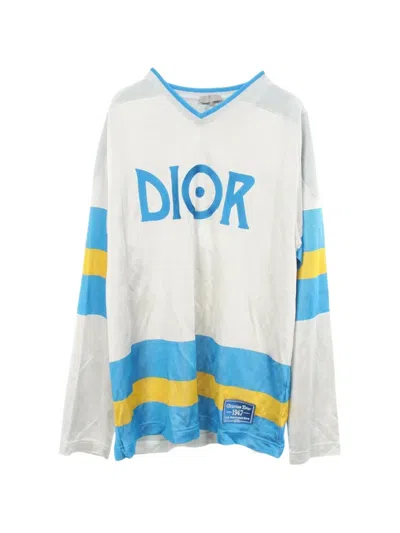 Pre-owned Dior 2010s Logo-detail Stripe-print Long-sleeve T-shirt In Gray