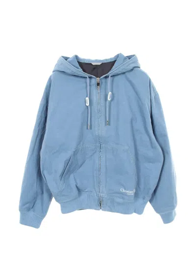 Pre-owned Dior 2010s Logo-embroidered Denim Jacket In Blue