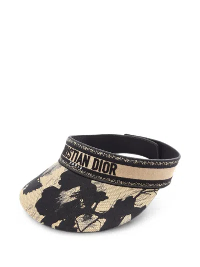 Pre-owned Dior 2010s Logo-embroidered Sun Visor In Neutrals