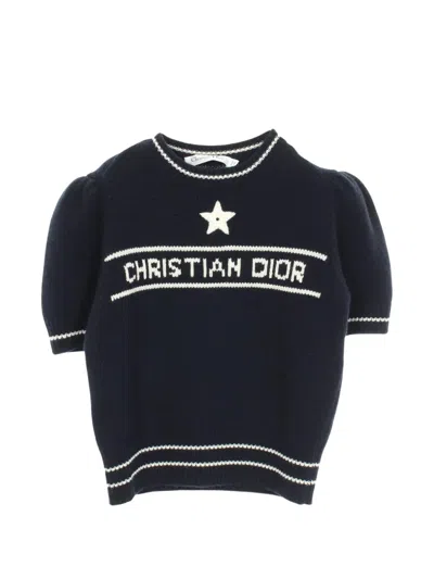 Pre-owned Dior 2010s Logo-knit Short-sleeve Sweater In 蓝色