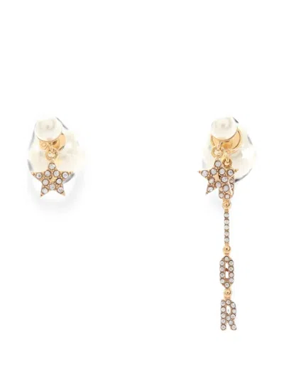 Pre-owned Dior 2010s Logo-pendant Earrings In Gold