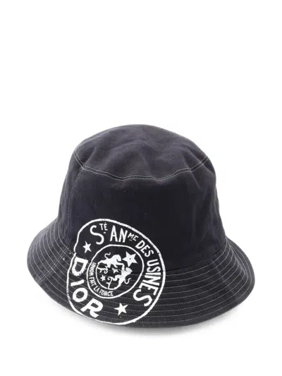 Pre-owned Dior 2010s Logo-print Bucket Hat In Black