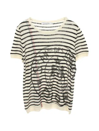 Pre-owned Dior 2010s L'union Fait La Force Striped Sweater In Black