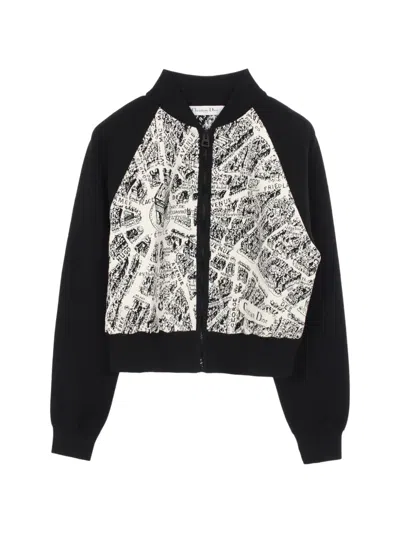 Pre-owned Dior 2010s Map-print Zip-up Jacket In Black