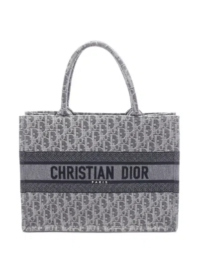 Pre-owned Dior 2010s Medium Book Tote Canvas Tote Bag In Grey