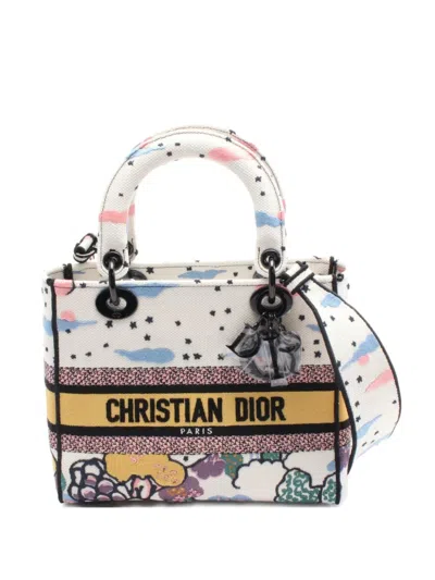 Pre-owned Dior 2010s Medium Lady D-lite Tote Bag In White