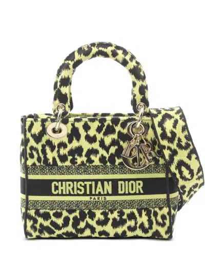 Pre-owned Dior 2010s Medium Lady D-lite Two-way Handbag In Yellow