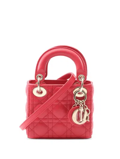 Pre-owned Dior 2010s Micro Lady  Two-way Handbag In Red