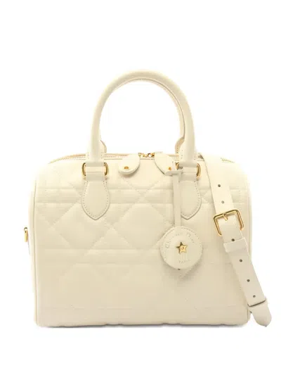 Pre-owned Dior 2010s Mini 25 Groove Leather Tote Bag In Neutral