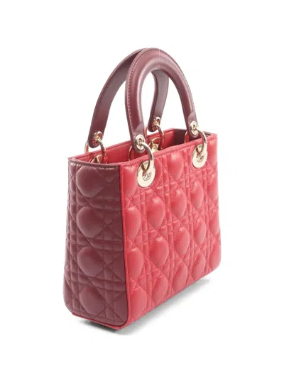 Pre-owned Dior 2010s Mini Cannage Lady  Tote Bag In Red