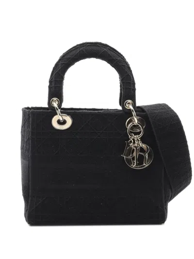 Pre-owned Dior 2010s Mini Lady D-lite Quilted Embroidered Handbag