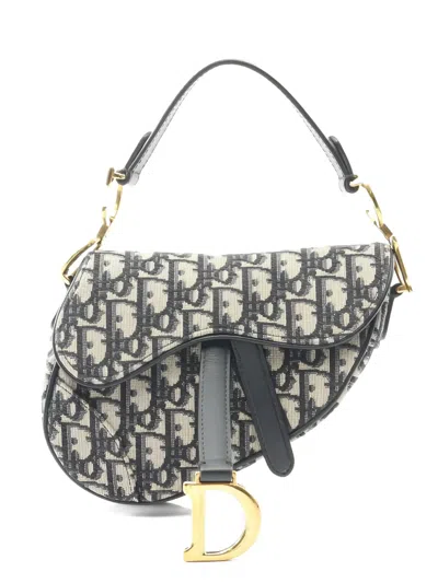 Pre-owned Dior 2010s Mini Saddle Jacquard Tote Bag In Neutral