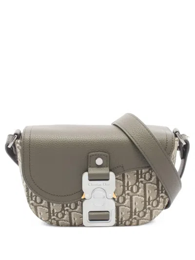 Pre-owned Dior 2010s Mini Saddle Oblique Messenger Bag In Green