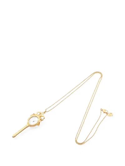 Pre-owned Dior 2010s Mirror Motif Necklace In Gold