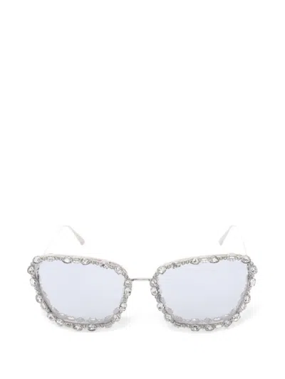 Pre-owned Dior 2010s Miss  B2u Rhinestone Sunglasses In Silver