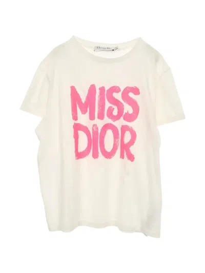 Pre-owned Dior 2010s Miss  Logo-print Cotton T-shirt In Neutral