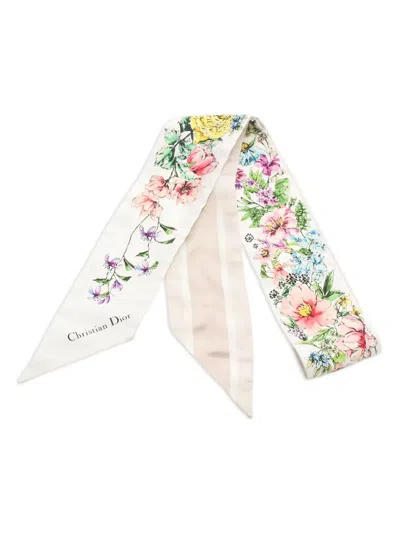 Pre-owned Dior 2010s Mitzah Floral Scarf In White