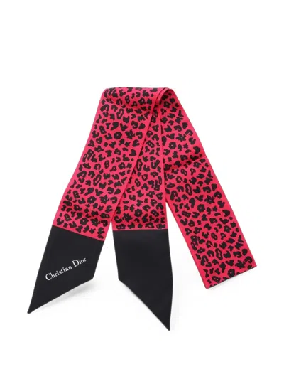 Pre-owned Dior 2010s Mitzah Leopard-print Scarf In Pink