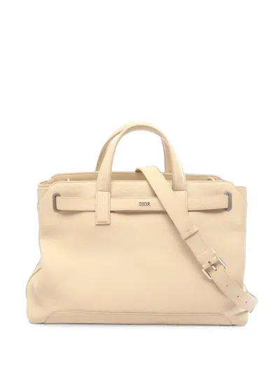 Pre-owned Dior 2010s Normandy Leather Tote Bag In Neutrals