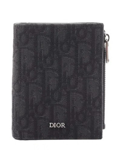 Pre-owned Dior 2010s Oblique Bi-fold Wallet In Black