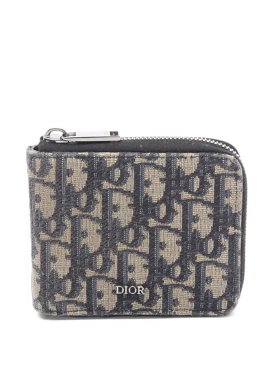 Pre-owned Dior 2010s Oblique Bi-fold Wallet In Blue