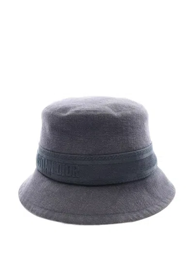 Pre-owned Dior 2010s Oblique Bucket Hat In Grey