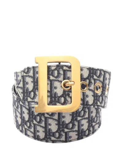 Pre-owned Dior 2010s Oblique Jacquard Belt In White