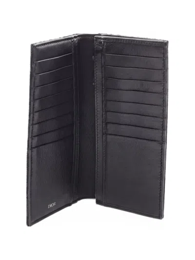 Pre-owned Dior 2010s Oblique Jacquard Bi-fold Wallet In Black