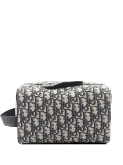 Pre-owned Dior 2010s Oblique Jacquard Clutch Bag In Gray