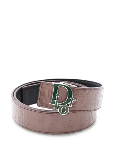 Pre-owned Dior 2010s Oblique Reversible Belt In Brown