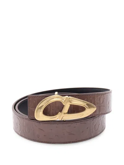 Pre-owned Dior 2010s Oblique Reversible Belt In Brown