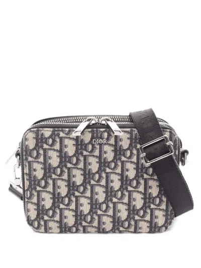 Pre-owned Dior 2010s Oblique Zip Pouch Shoulder Bag In Neutrals