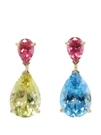 Pre-owned Dior 2010s Pear-cut Multi-stone Earrings In Gold