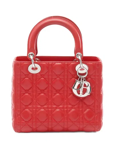Pre-owned Dior 2010s Quilted Lady  Tote Bag In Red