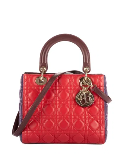 Pre-owned Dior 2010s Quilted Two-tone Shoulder Bag In Red