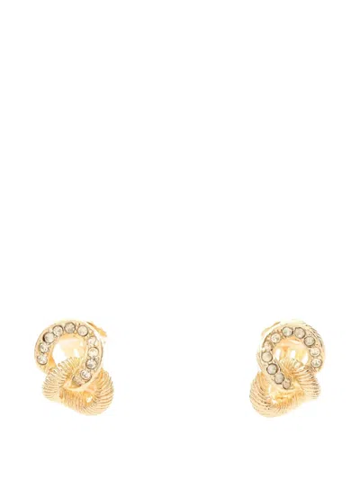 Pre-owned Dior 2010s Rhinestone Earrings In Gold