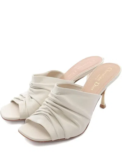 Pre-owned Dior 2010s Ruched Open Toe Pumps In White