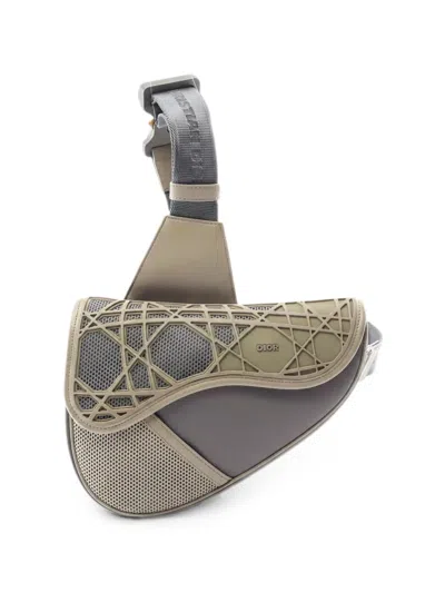 Pre-owned Dior 2010s Saddle Cross Body Bag In Gray