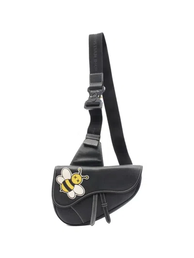 Pre-owned Dior 2010s Saddle Kaws Bee Body Bag In Black