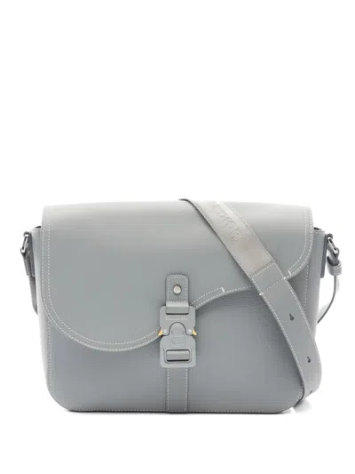 Pre-owned Dior 2010s Saddle Leather Messenger Bag In Gray