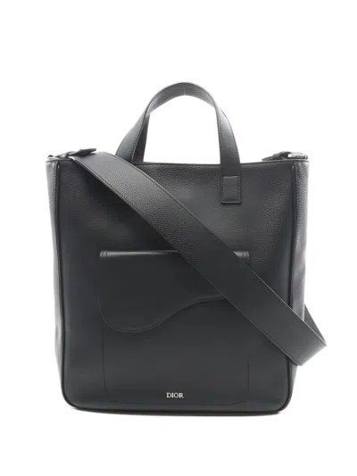 Pre-owned Dior 2010s Saddle Leather Tote Bag In Black
