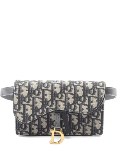 Pre-owned Dior 2010s Saddle Oblique Belt Bag In Blue
