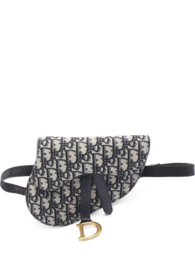Pre-owned Dior 2010s Saddle Oblique Belt Bag In Blue