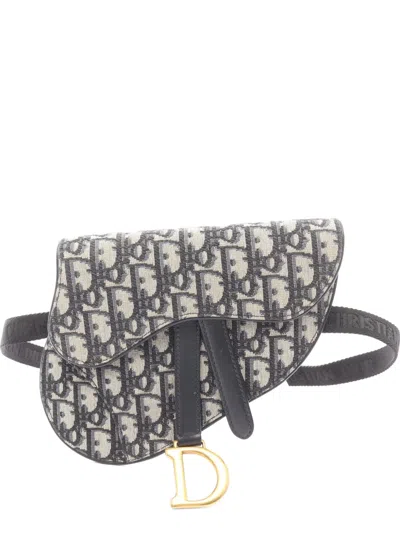 Pre-owned Dior 2010s Saddle Oblique Belt Bag In Gray